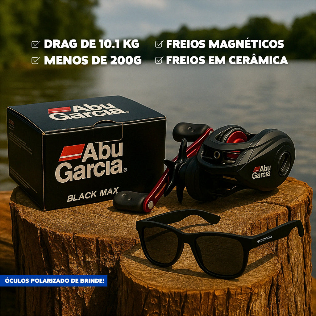 Carretilha Abu Garcia Black MAX3 Anti-Cabeleira com Óculos SHIMANO Grátis