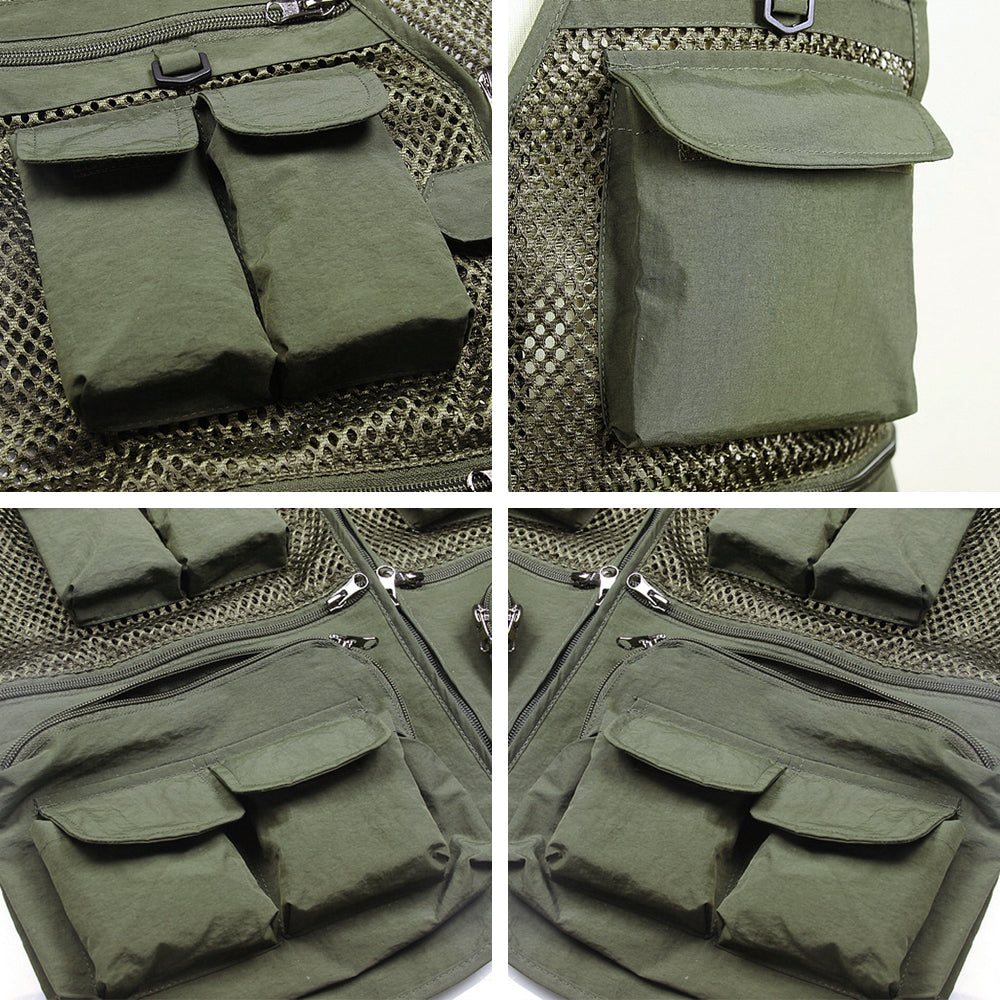 Colete de Malha Respirável com Bolsos com Zíper